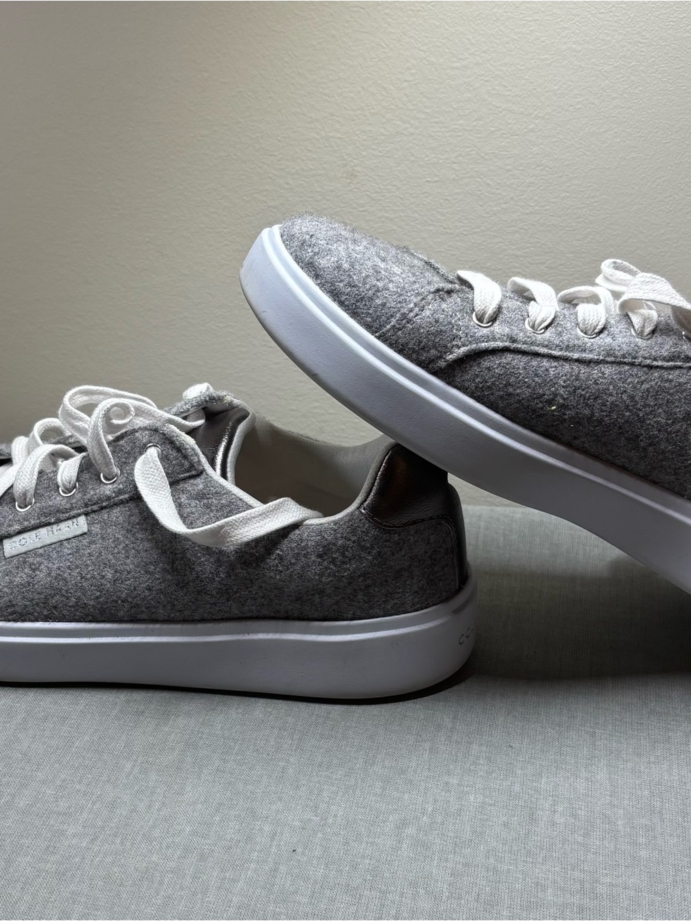 Cole Haan GrandPro Rally Grey Felt Lace Up Sneakers Women's Size 8.5 W29265